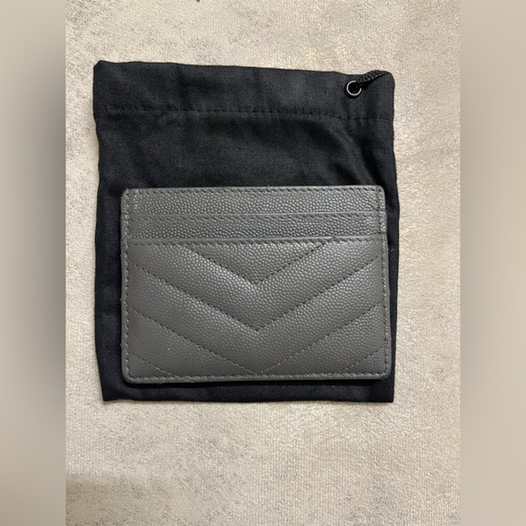 saint laurent Monogram Leather Credit Card Case in storm - Picture 12 of 16